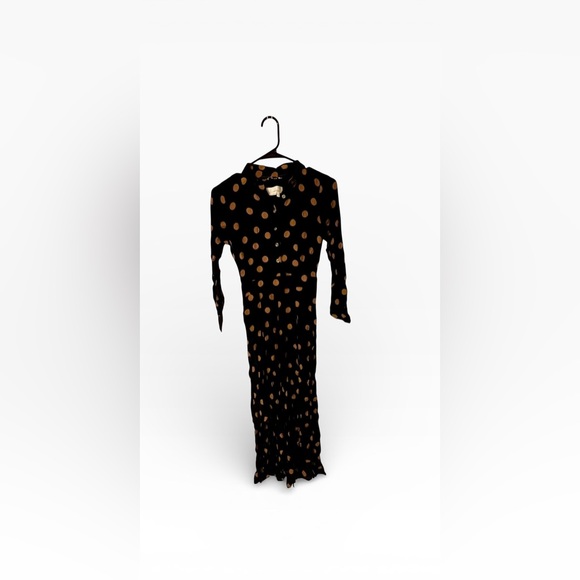 ANTHROPOLOGIE Loveland Wide-Leg Jumpsuit Women's Size US 4 Black Polka - Picture 5 of 7